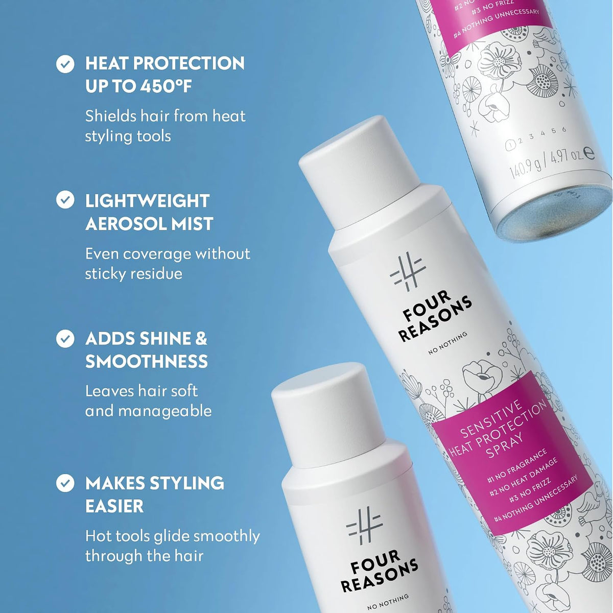 No nothing Heat Protection Spray for Hair – Fragrance Free, 4.97 oz